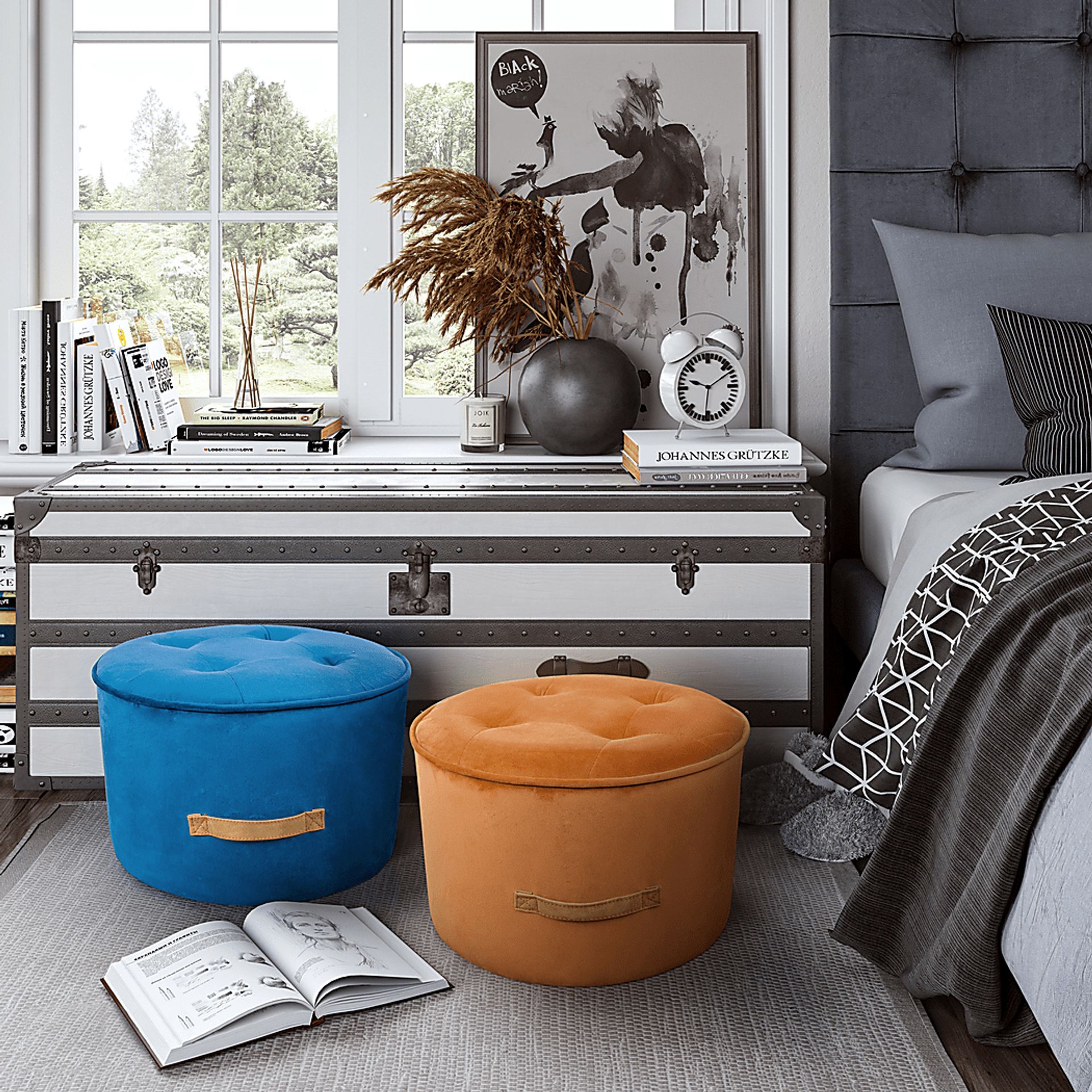 Kids Lomiller Blue Ottoman - Image 4