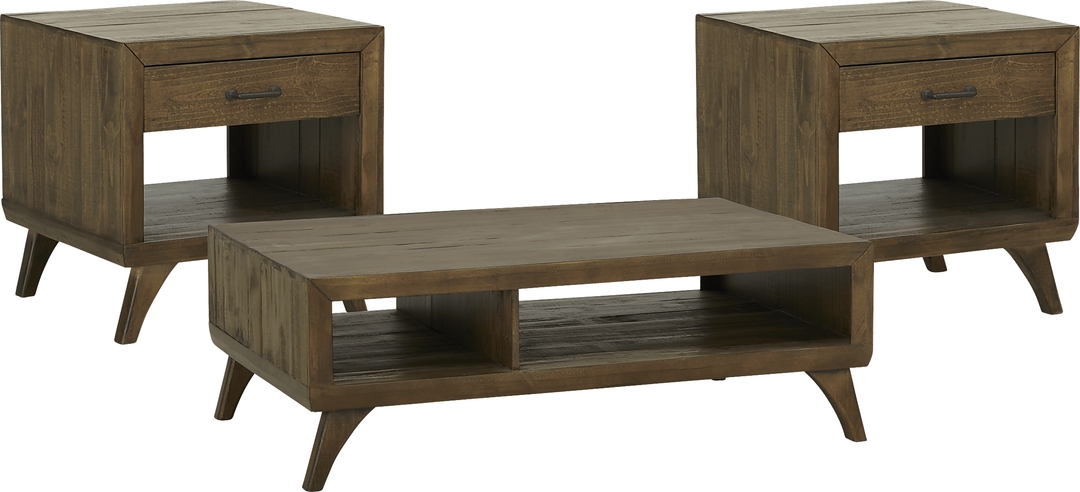 Long Valley Brown 3 Pc Table Set