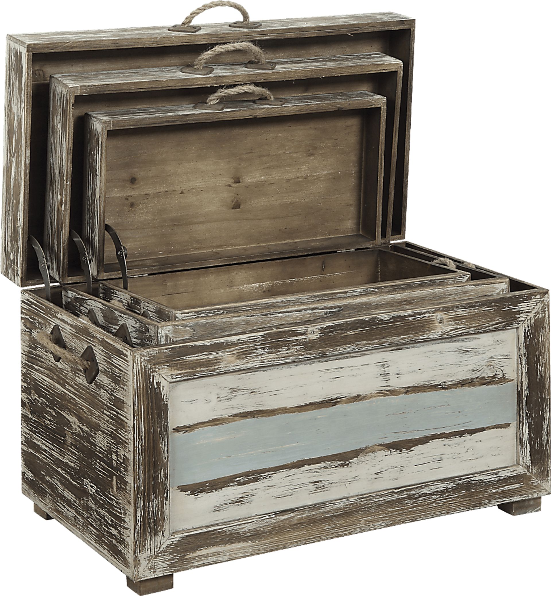 Longboat Key Gray Set of 3 Nesting Trunks - Image 2
