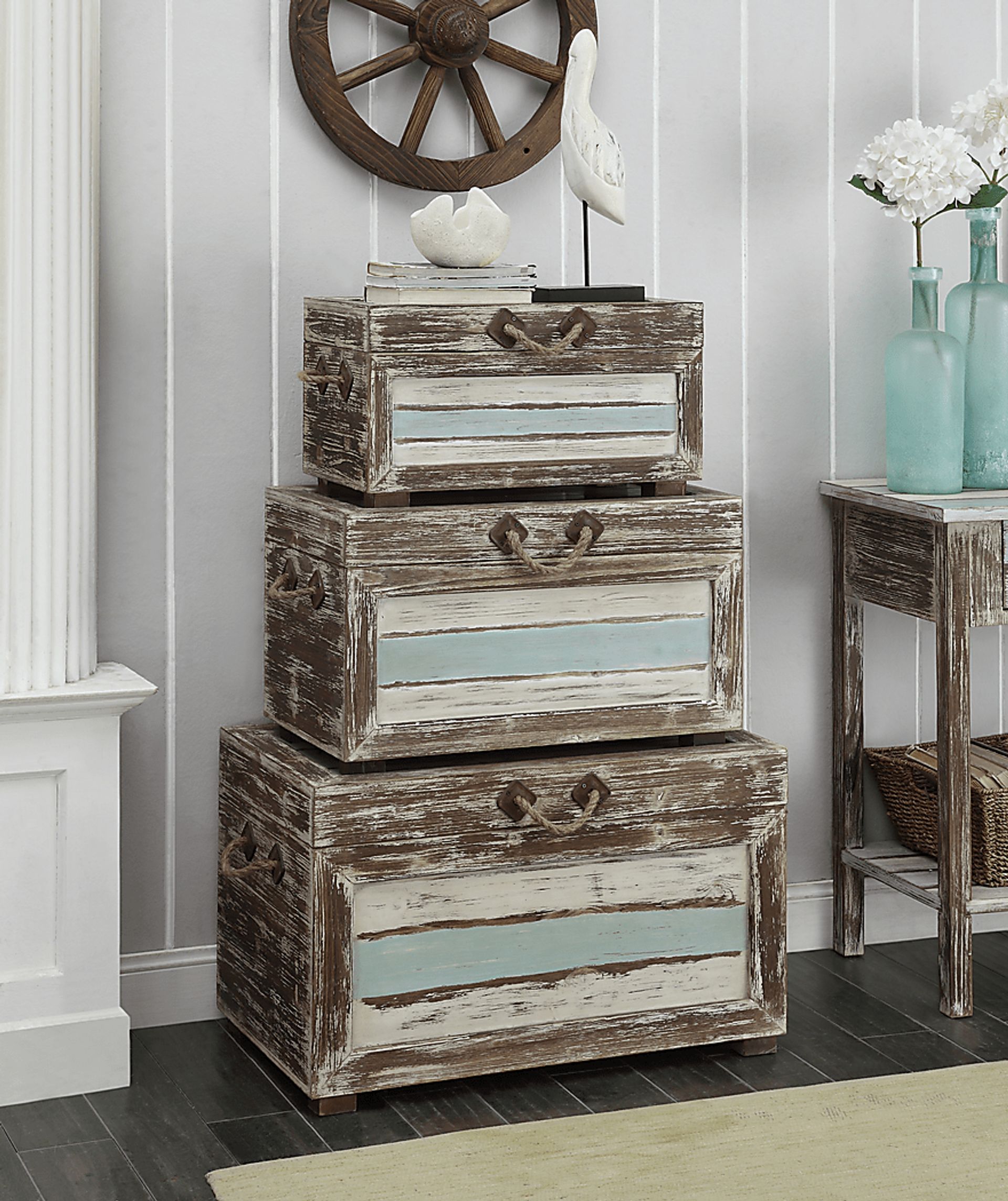 Longboat Key Gray Set of 3 Nesting Trunks - Image 3