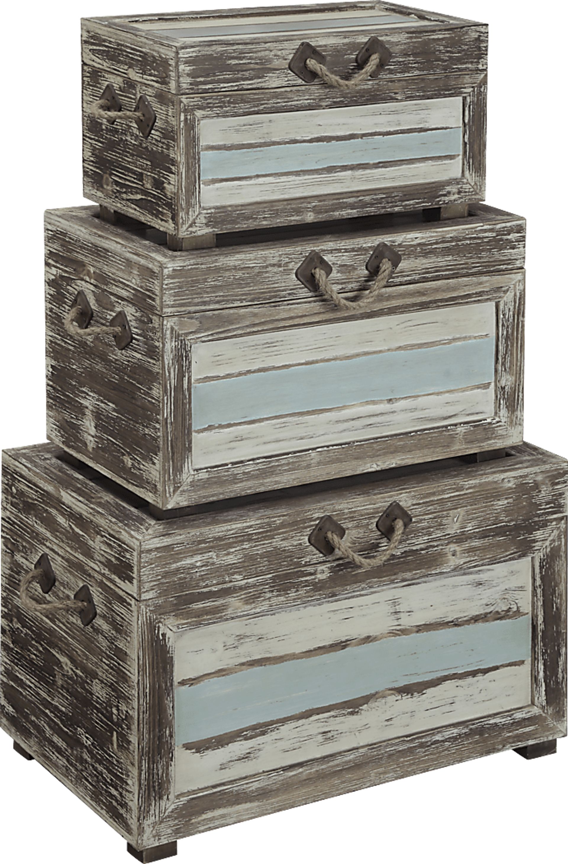 Longboat Key Gray Set of 3 Nesting Trunks - Image 1