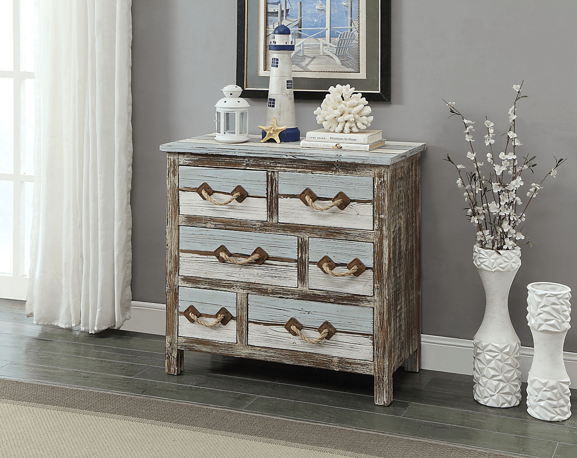 Longboat Key Gray Six Drawer Accent Cabinet - Image 3