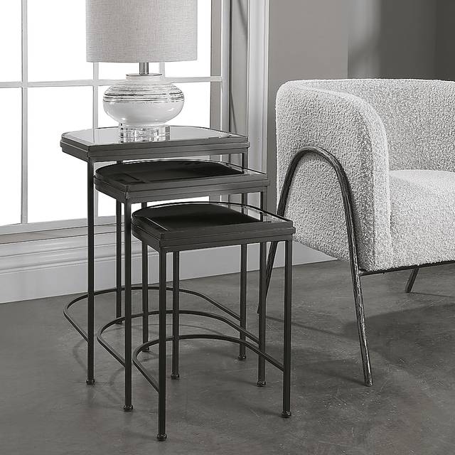 Longvue Black Nesting Table, Set of 3 - Thumbnail - Image 4