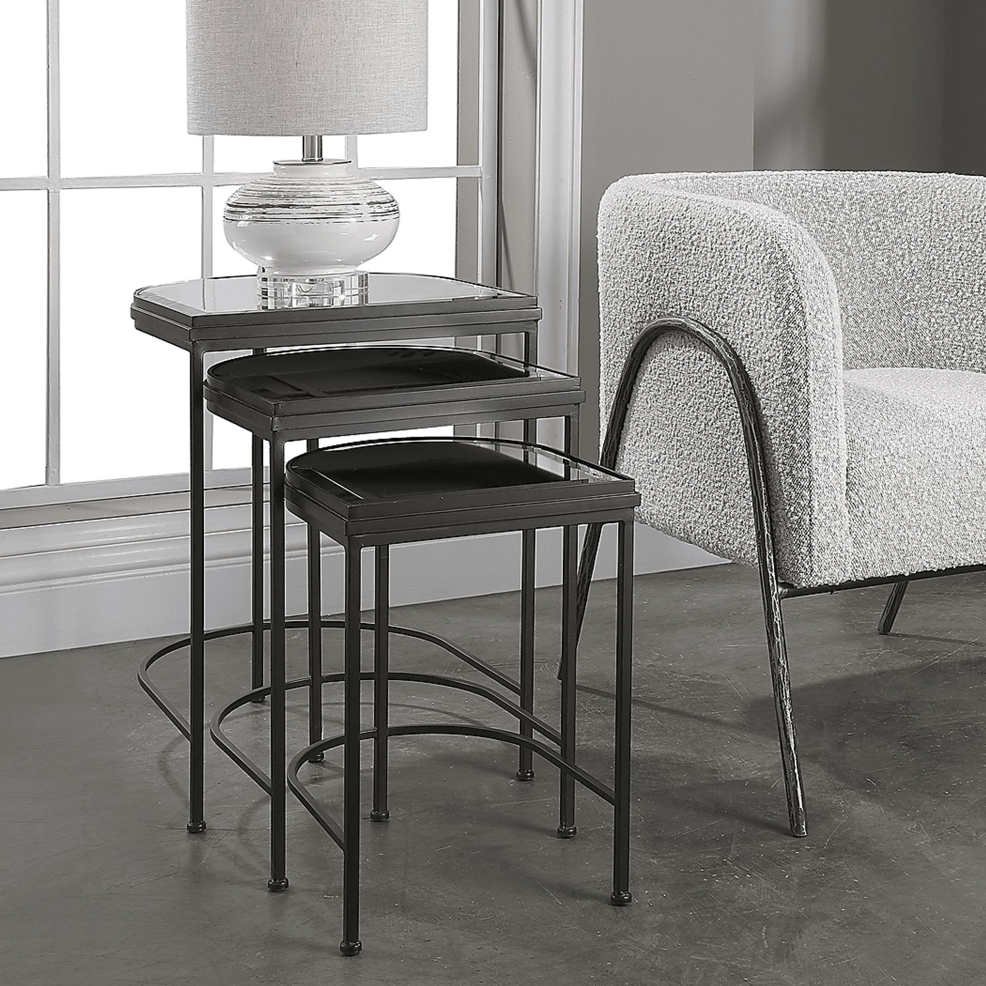 Longvue Black Nesting Table, Set of 3 - Image 4