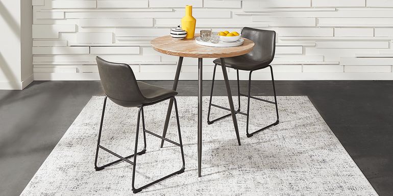 Lonia Natural 3 Pc 32 in. Round Counter Height Dining Set with Gray Stools
