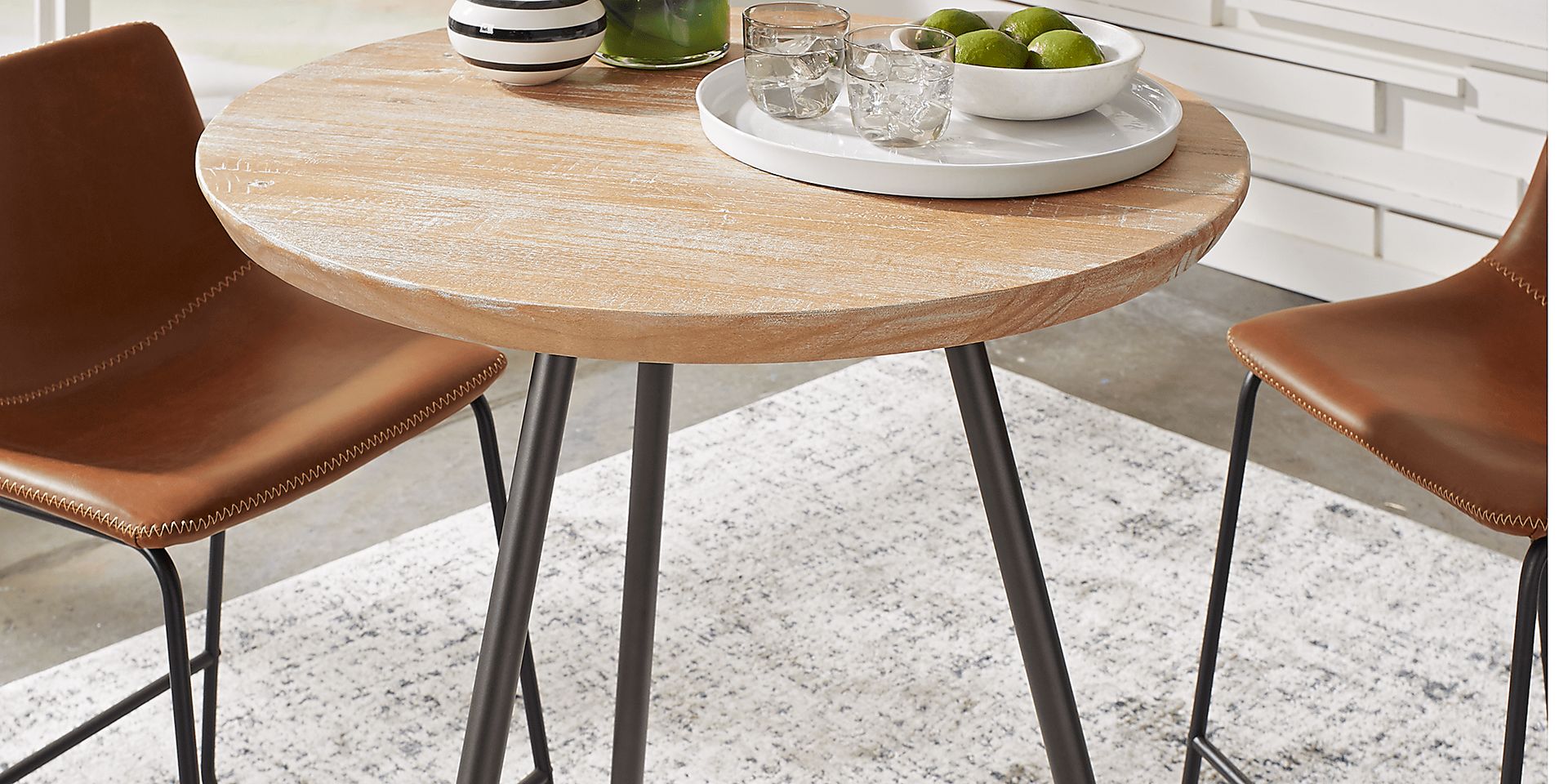 Lonia Natural 3 Pc 42 in. Round Counter Height Dining Set with Brown Stools - Image 2