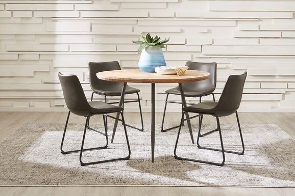 Lonia Natural 3 Pc 42 in. Round Dining Set with Gray Chairs