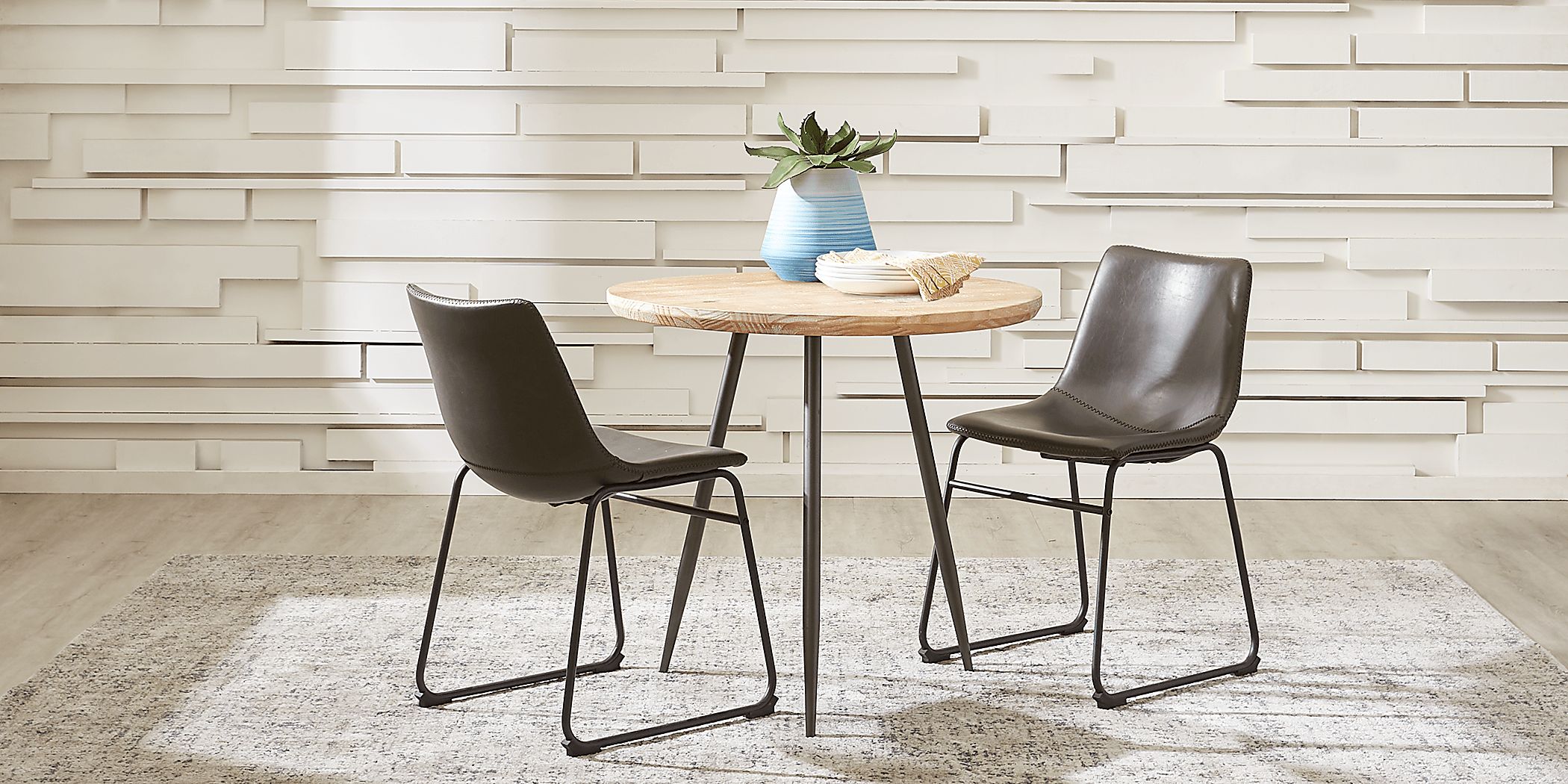 Lonia Natural 3 Pc 42 in. Round Dining Set with Gray Chairs Rooms To Go