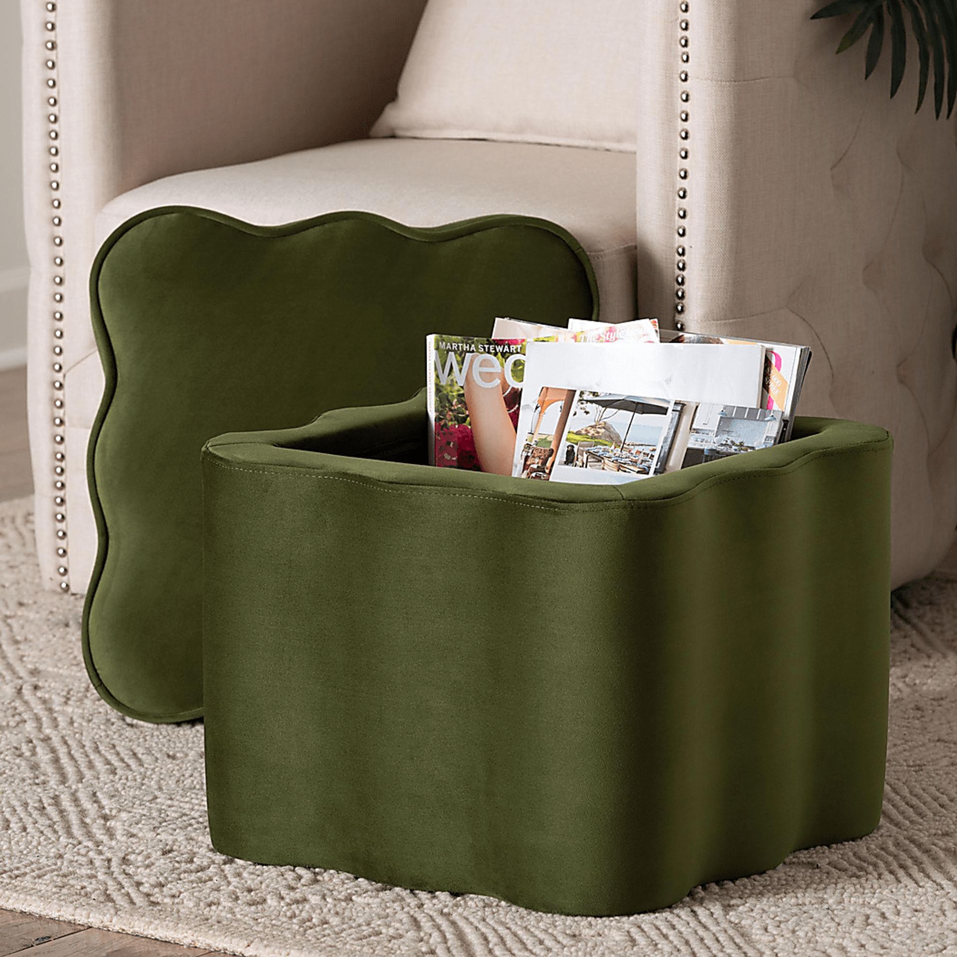 Lonice Green Ottoman - Image 2