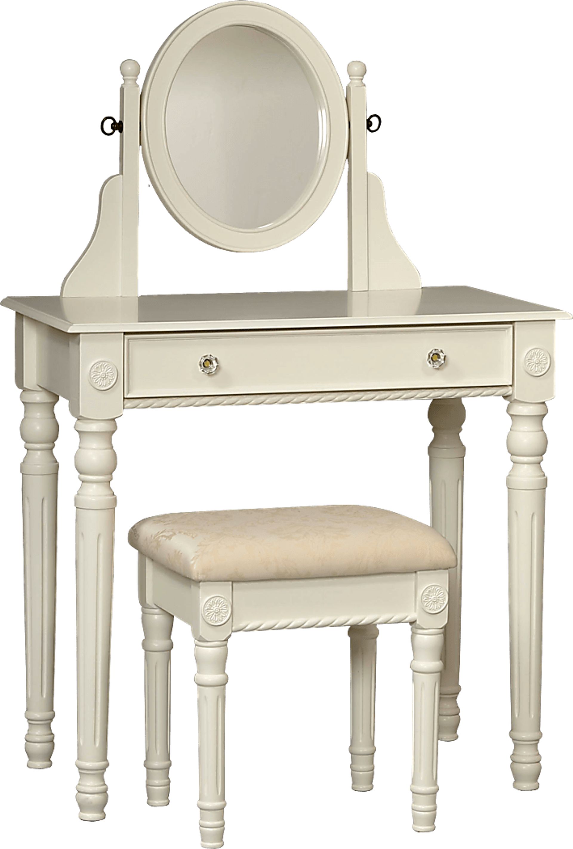 Loraine Off-White Vanity, Mirror and Stool Set - Image 1
