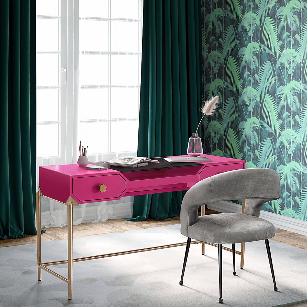 Loralane Pink Colors Desk | Rooms to Go