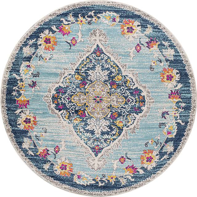 Loransa I Blue 5'3 Round Rug - Thumbnail - Image 1