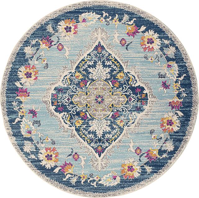Loransa I Blue 7'10 Round Rug - Thumbnail - Image 1