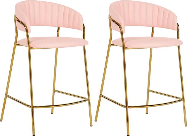 Lorean Pink Counter Height Stool, Set of 2 - Thumbnail - Image 1