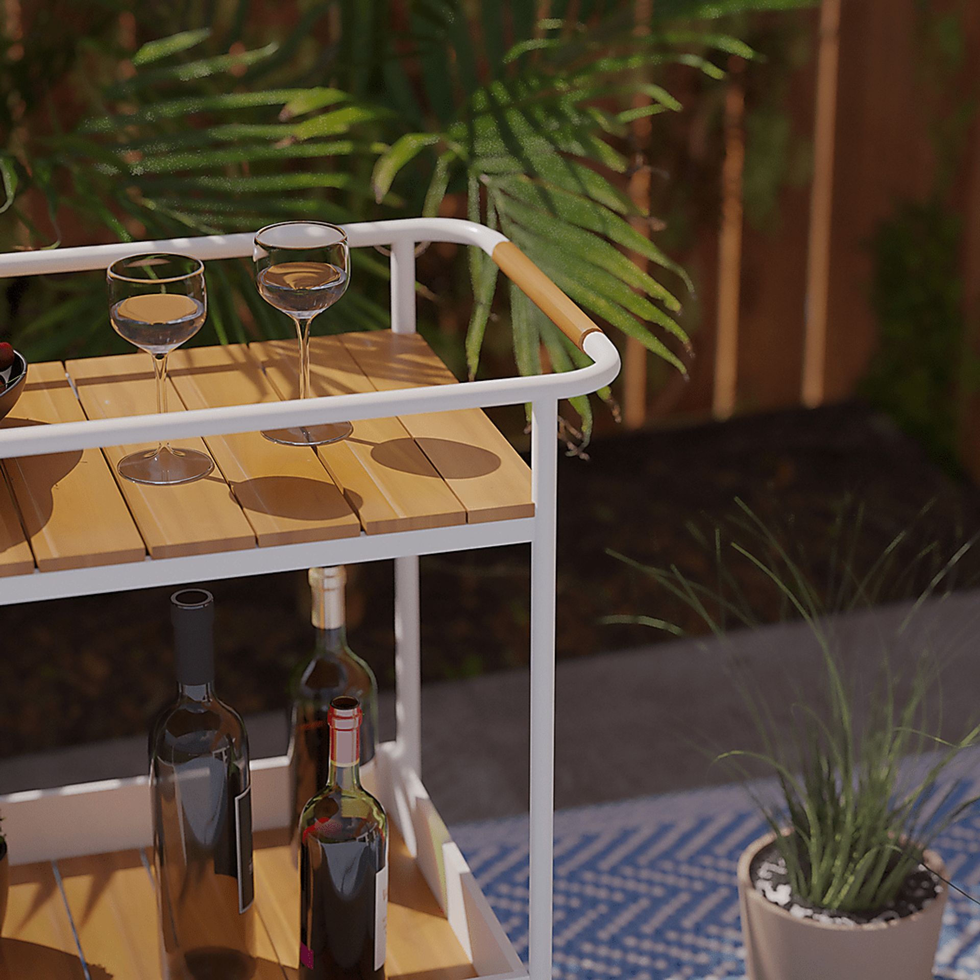 Outdoor Lorells White Bar Cart - Image 5