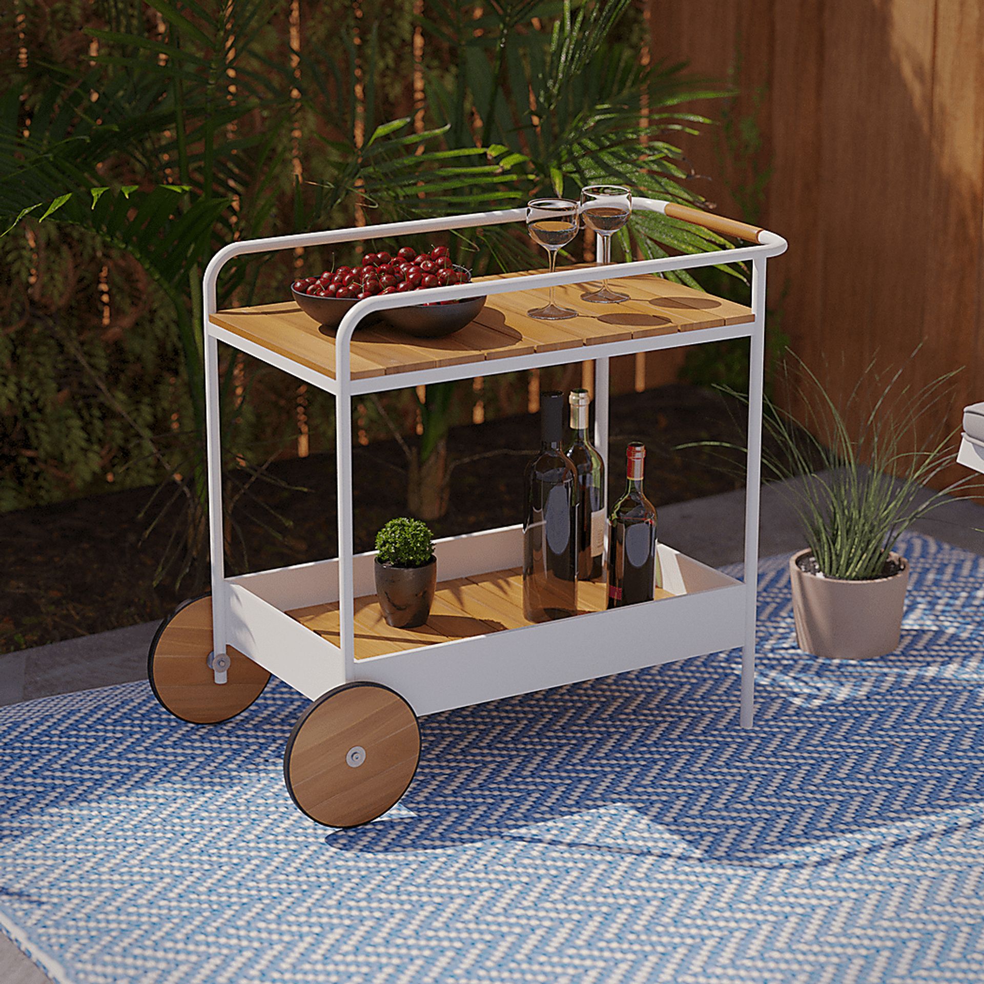 Outdoor Lorells White Bar Cart - Image 6