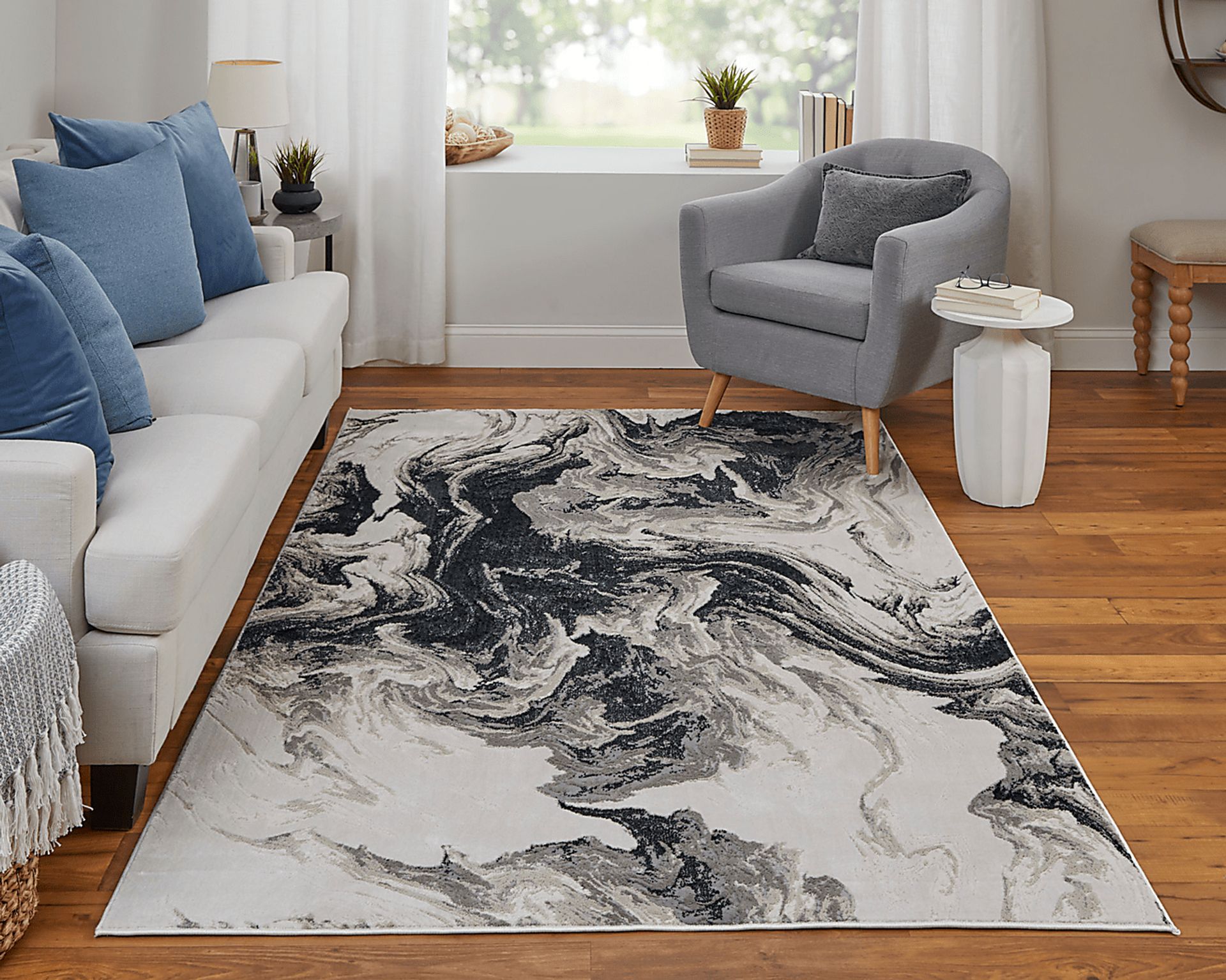 Lorera Ivory/Black 6'7 x 9'6 Rug - Image 2