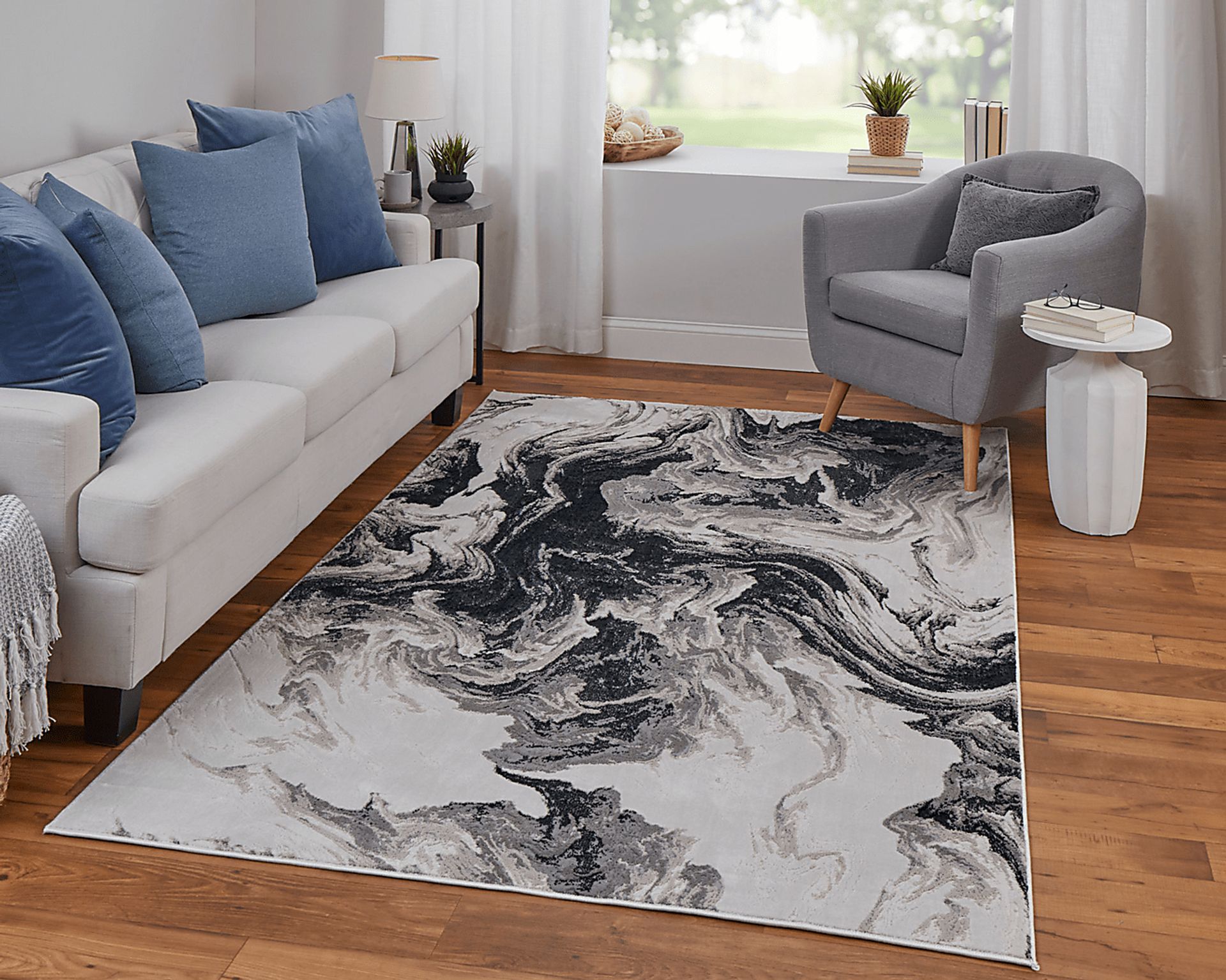 Lorera Ivory/Black 6'7 x 9'6 Rug - Image 3