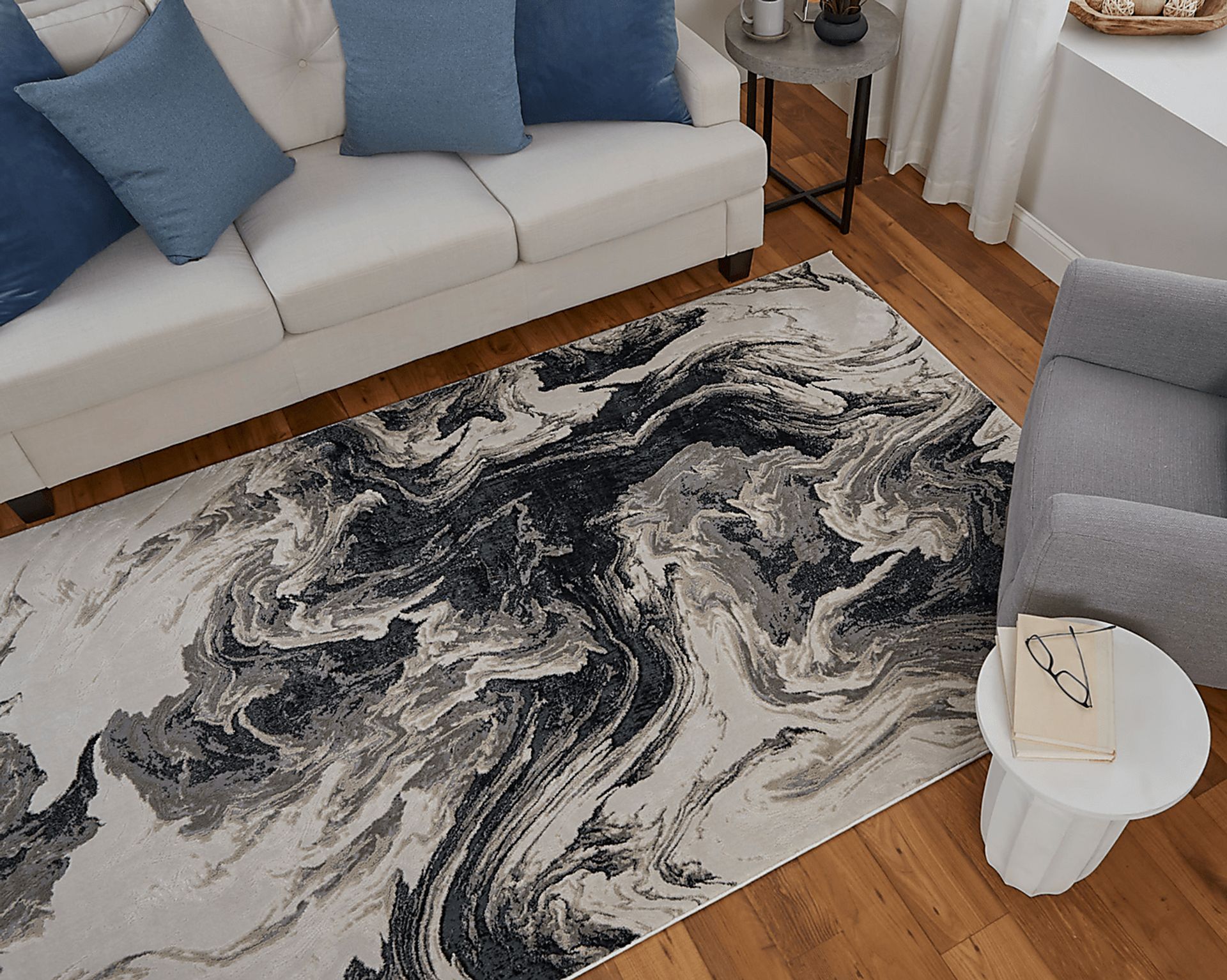 Lorera Ivory/Black 6'7 x 9'6 Rug - Image 4