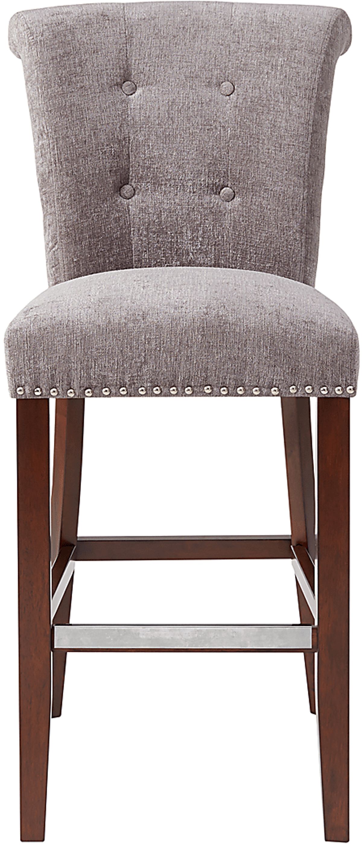 Lorio Espresso Dark Wood Gray Polyester Fabric Barstool | Rooms to Go