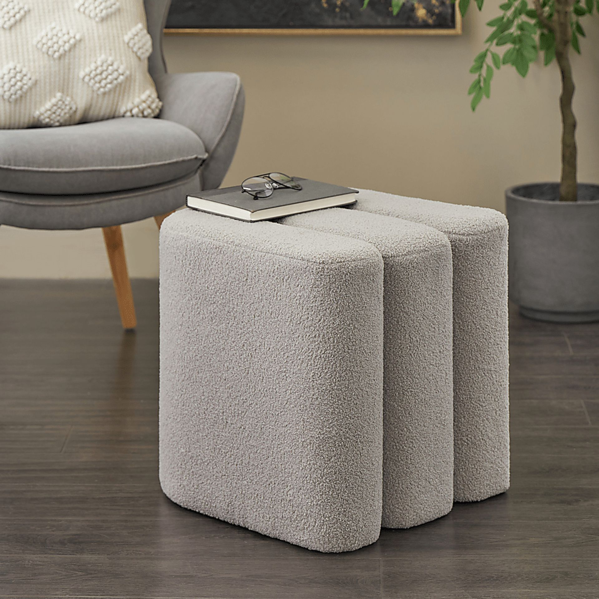 Lormi Gray Ottoman - Image 2