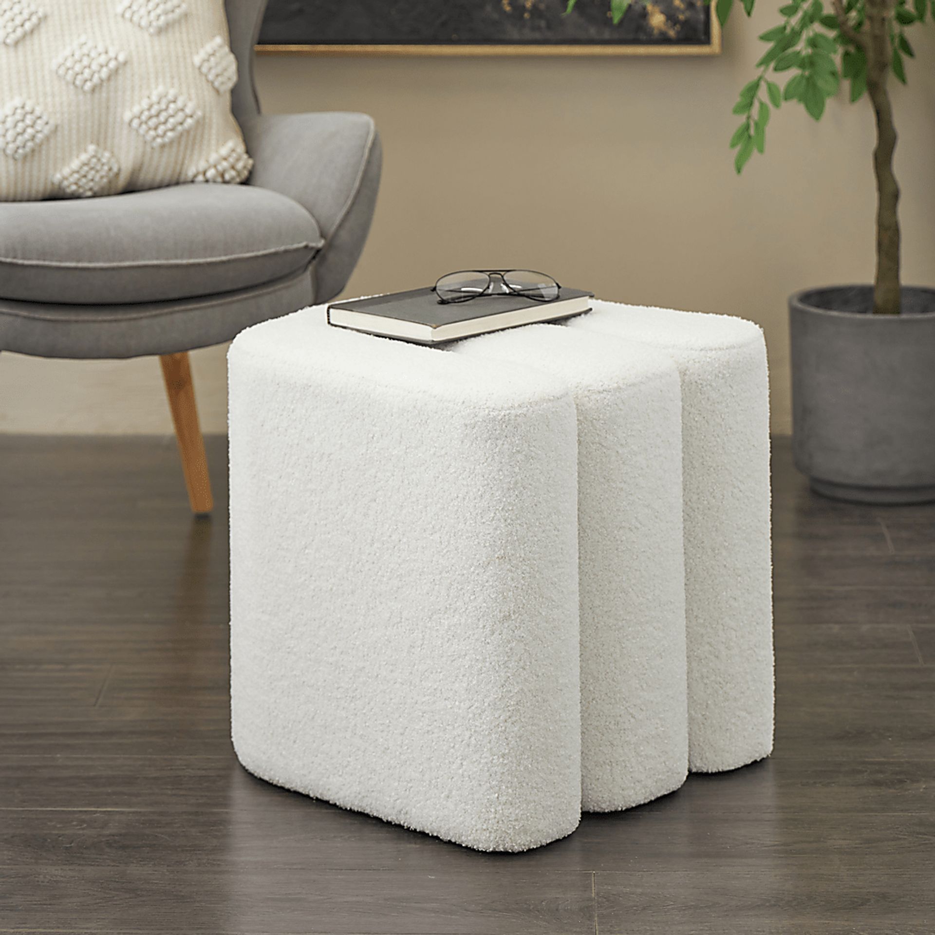 Lormi White Ottoman - Image 2