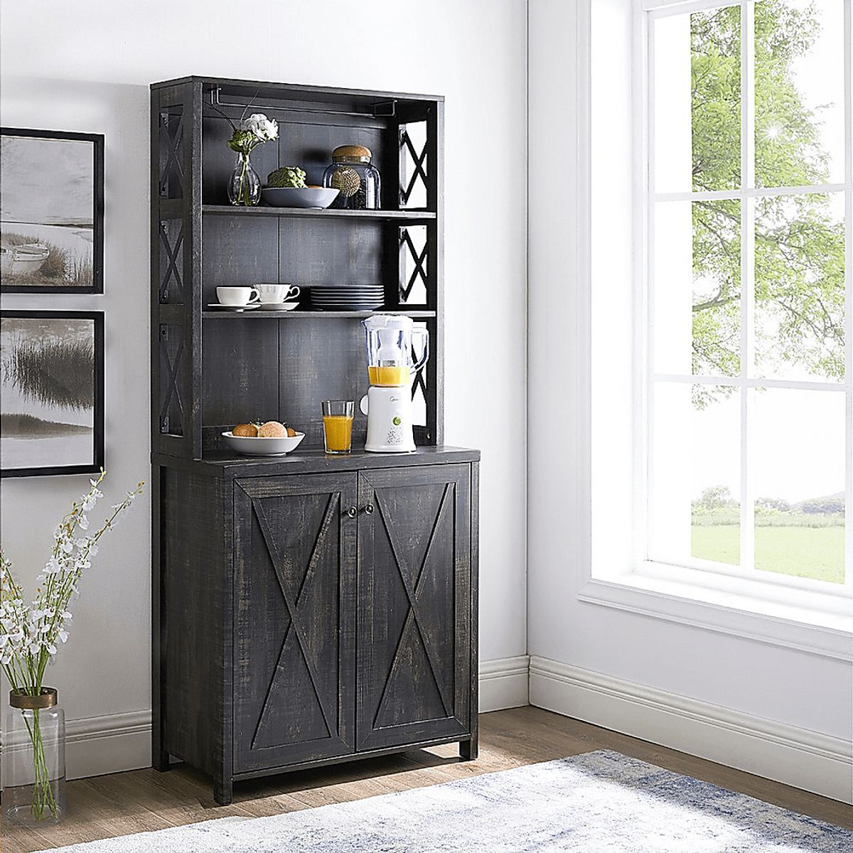 Loron Charcoal Gray Bar Cabinet | Rooms to Go