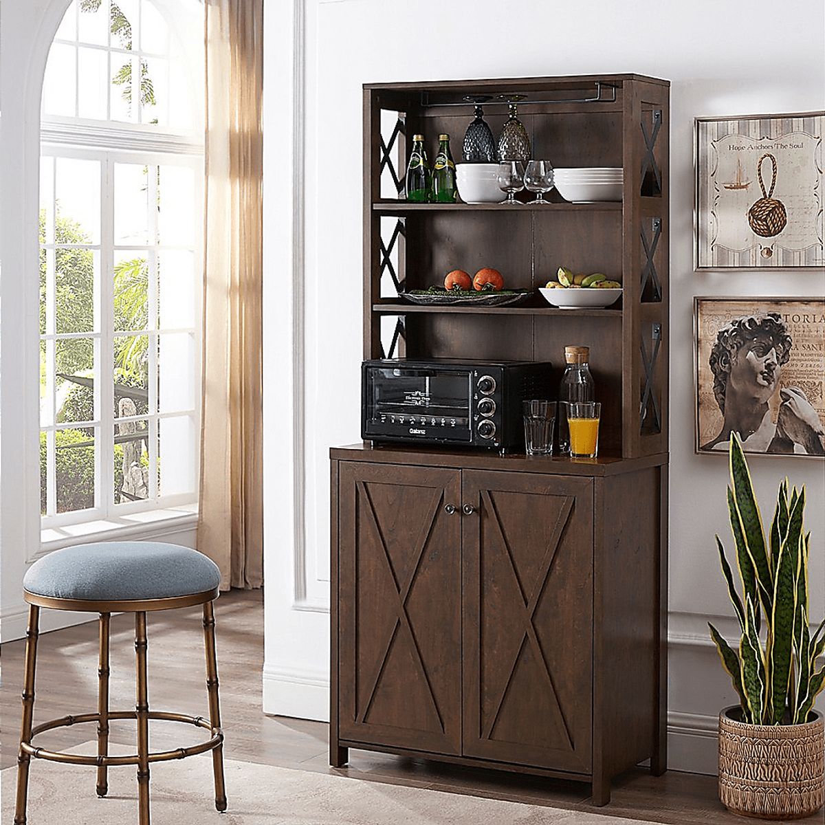 Loron Mahogany Dark Wood Bar Cabinet | Rooms to Go