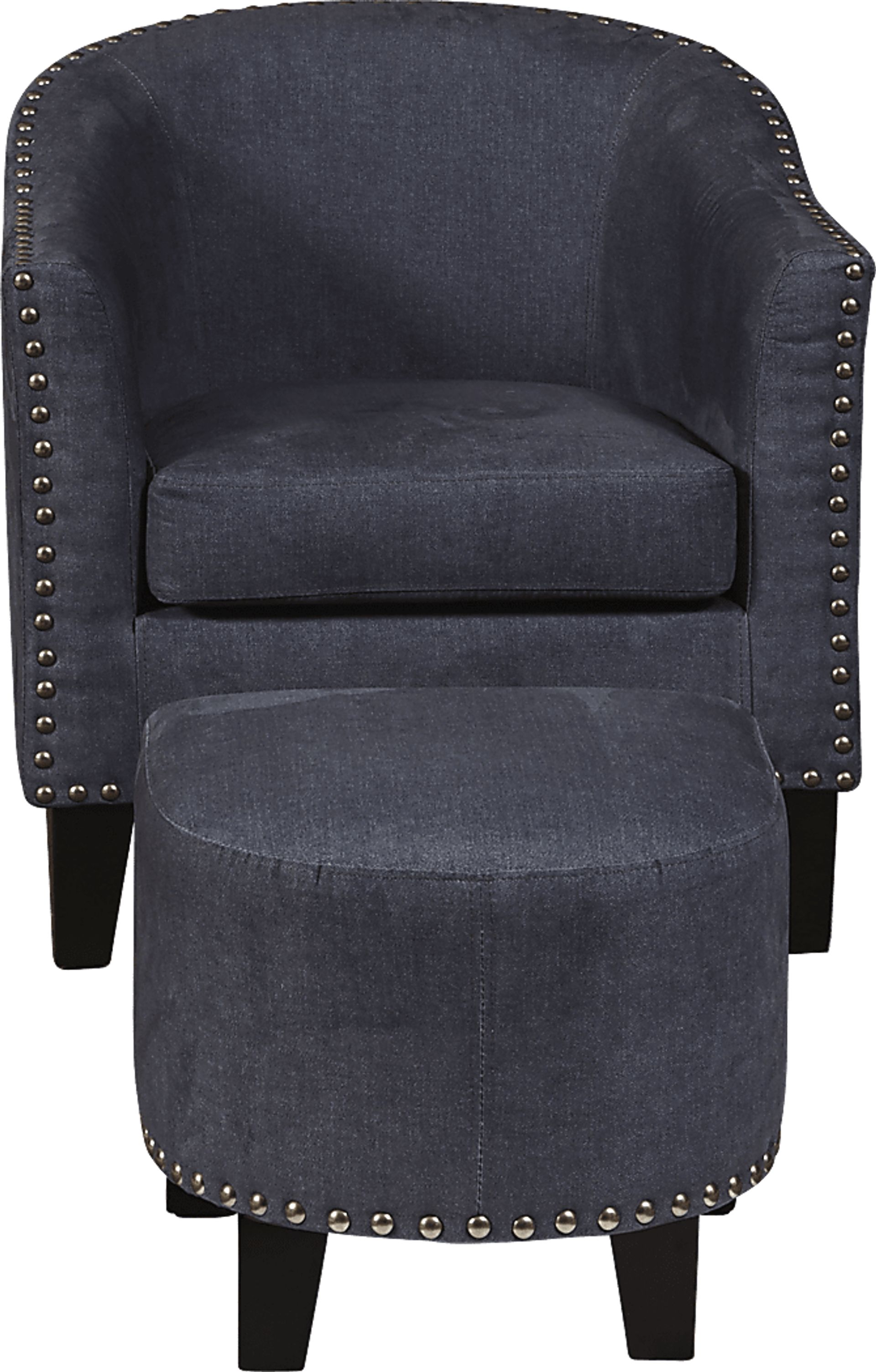 Lorrie Navy Accent Chair & Ottoman - Image 2