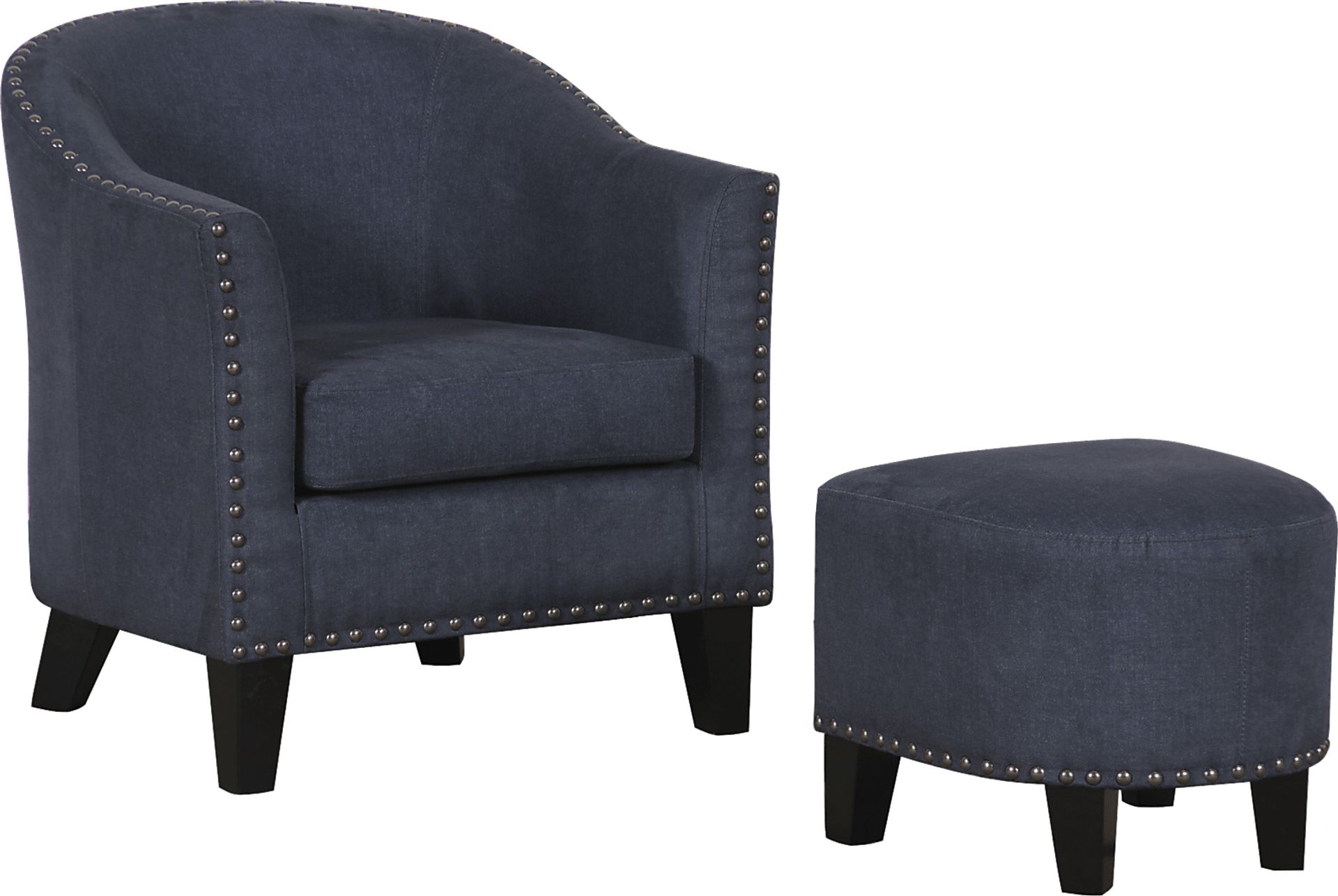 Lorrie Navy Accent Chair & Ottoman - Image 1