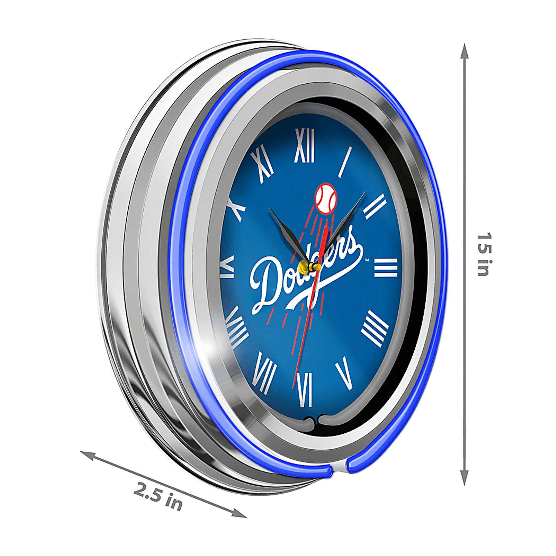 Los Angeles Dodgers Blue Neon Wall Clock - Image 4