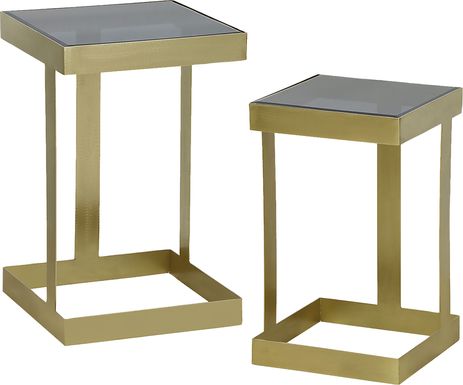Lothair Gold Side Table, Set of 2