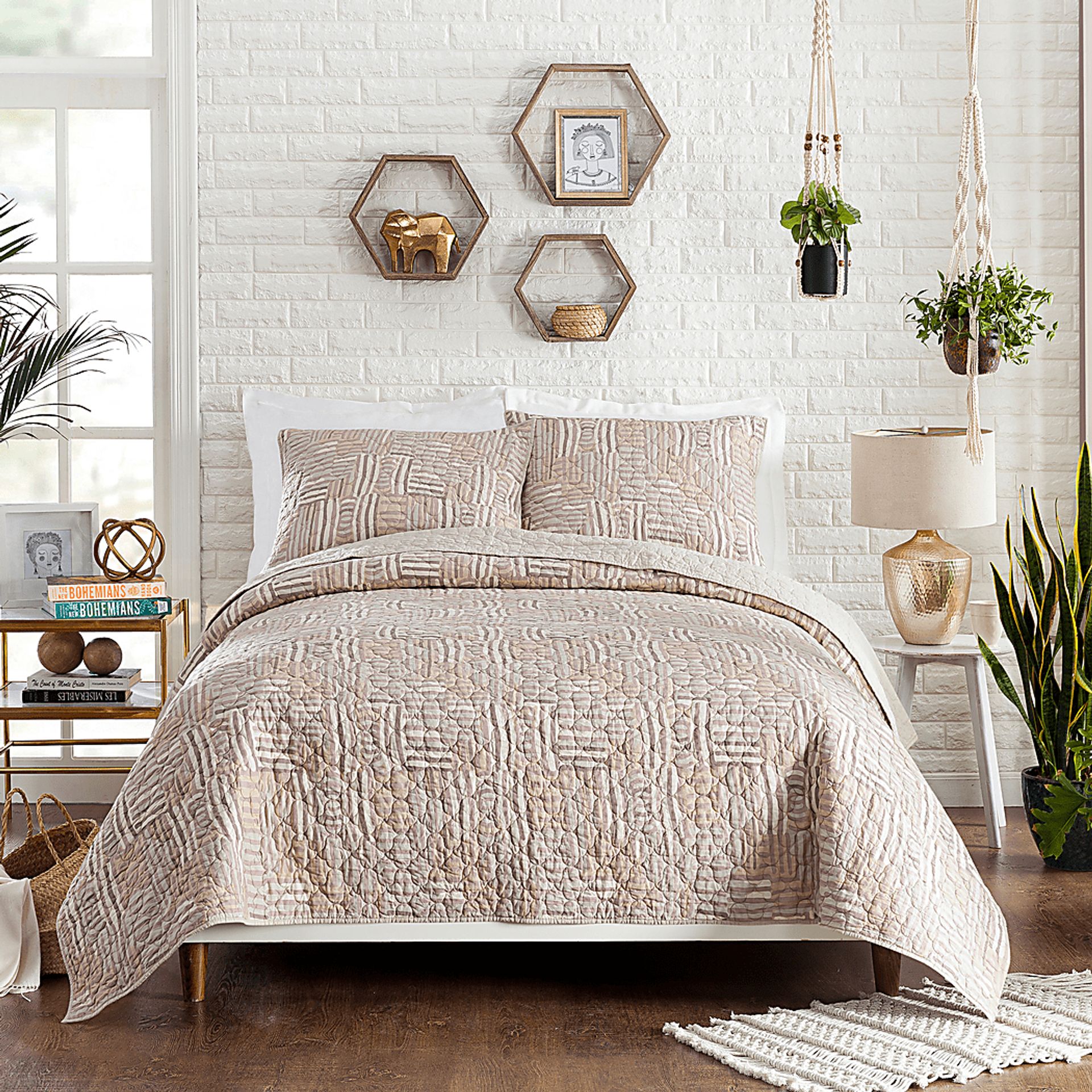 Jungalow by Justina I Taupe Full/Queen 3 Pc Quilt Set - Image 2