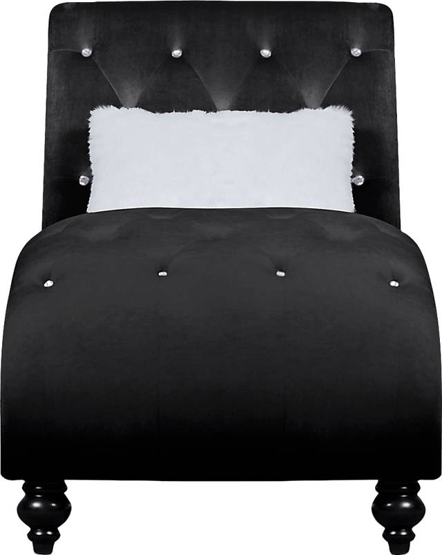 Lounge Chaise Black with Fur Pillow - Thumbnail - Image 2