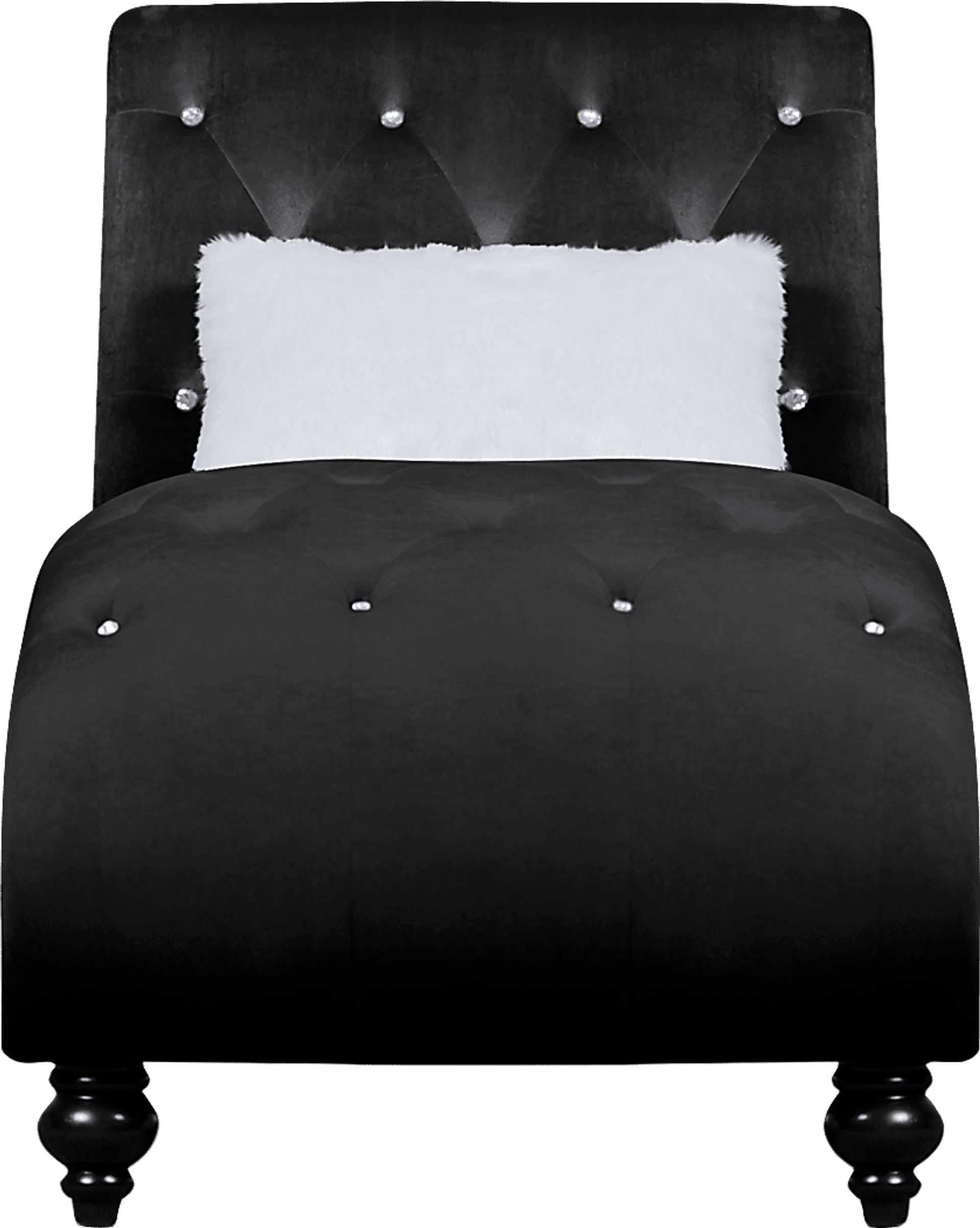 Lounge Chaise Black with Fur Pillow - Image 2