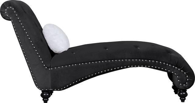 Lounge Chaise Black with Fur Pillow - Thumbnail - Image 4