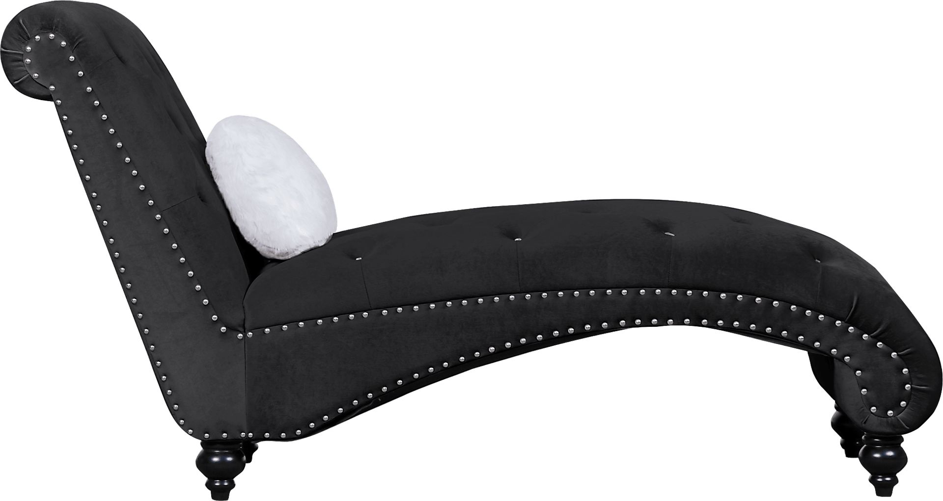 Lounge Chaise Black with Fur Pillow - Image 4