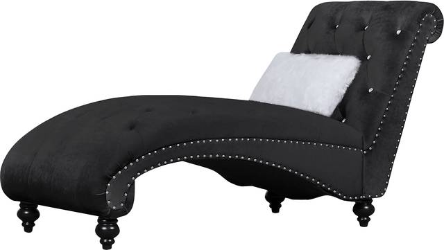 Lounge Chaise Black with Fur Pillow - Thumbnail - Image 6