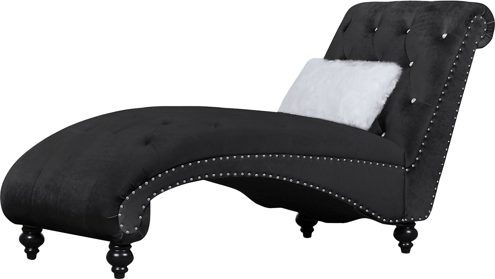 Lounge Chaise Black with Fur Pillow - Image 6