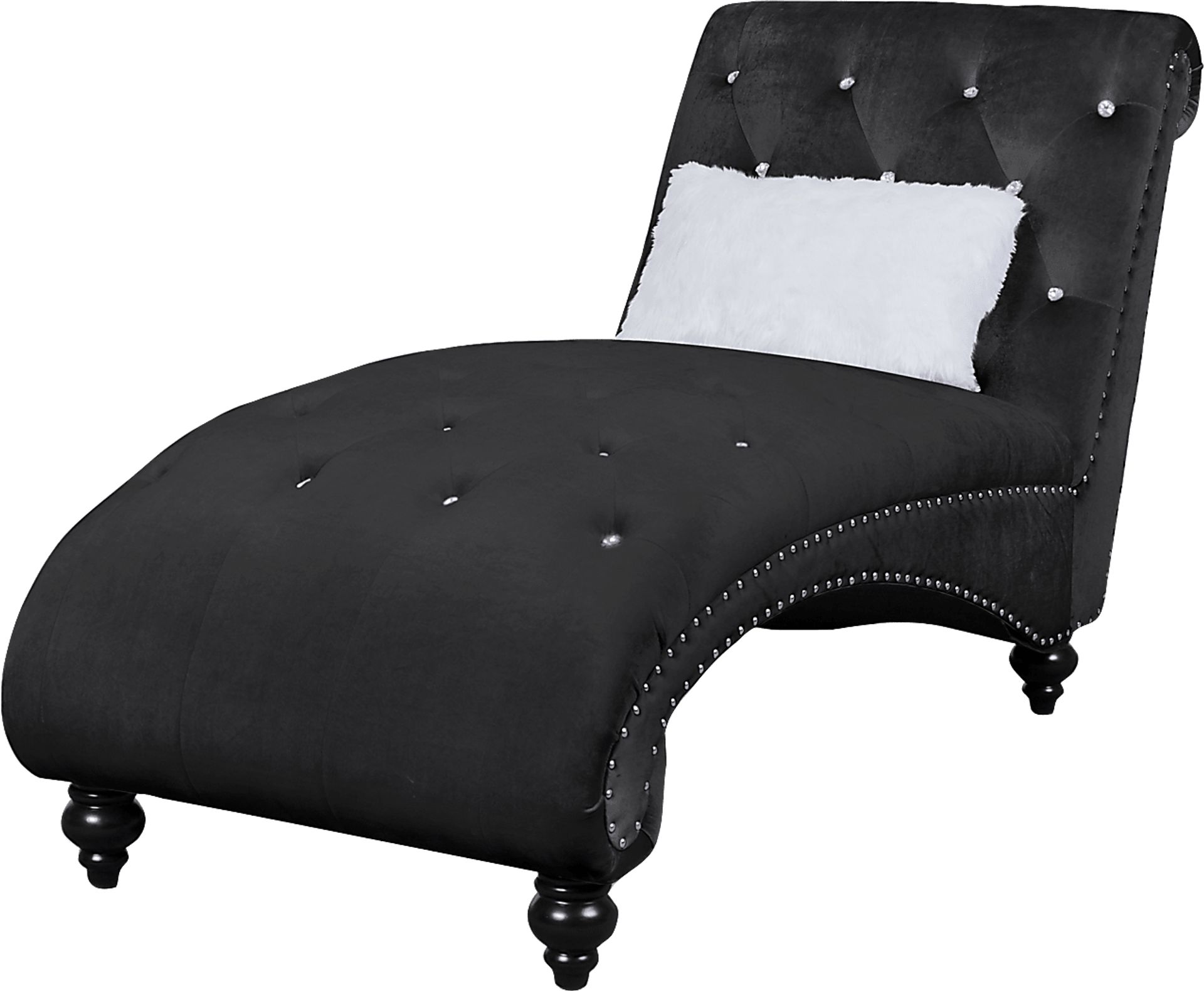 Lounge Chaise Black with Fur Pillow - Image 7