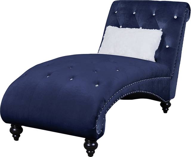 Lounge Chaise Blue with Fur Pillow - Thumbnail - Image 2