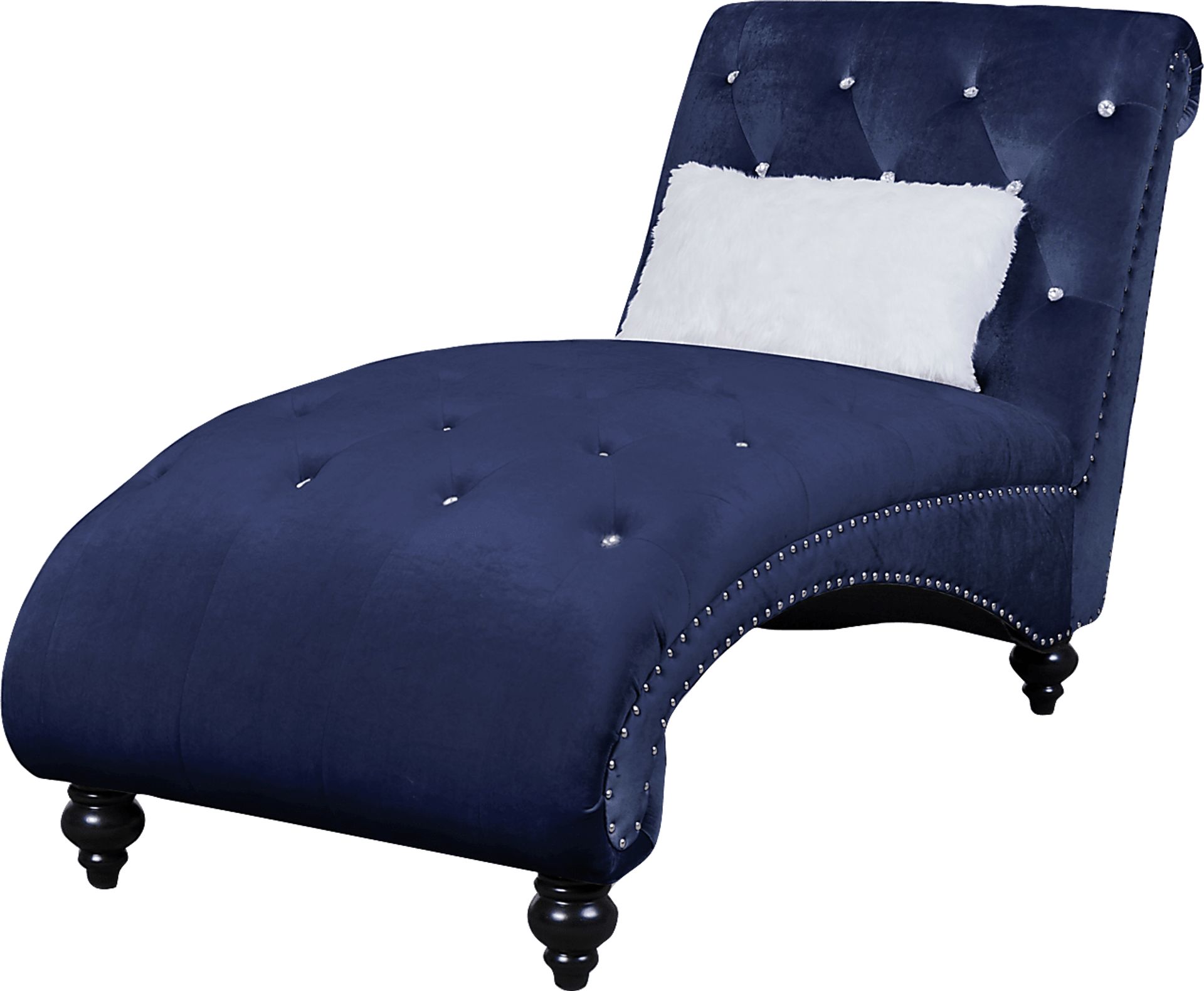 Lounge Chaise Blue with Fur Pillow - Image 2