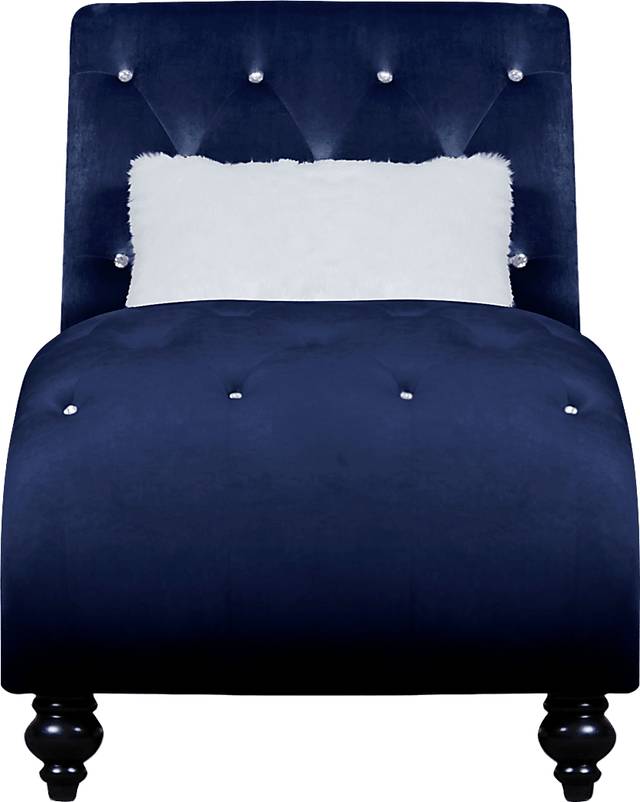Lounge Chaise Blue with Fur Pillow - Thumbnail - Image 3