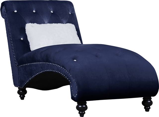 Lounge Chaise Blue with Fur Pillow - Thumbnail - Image 4