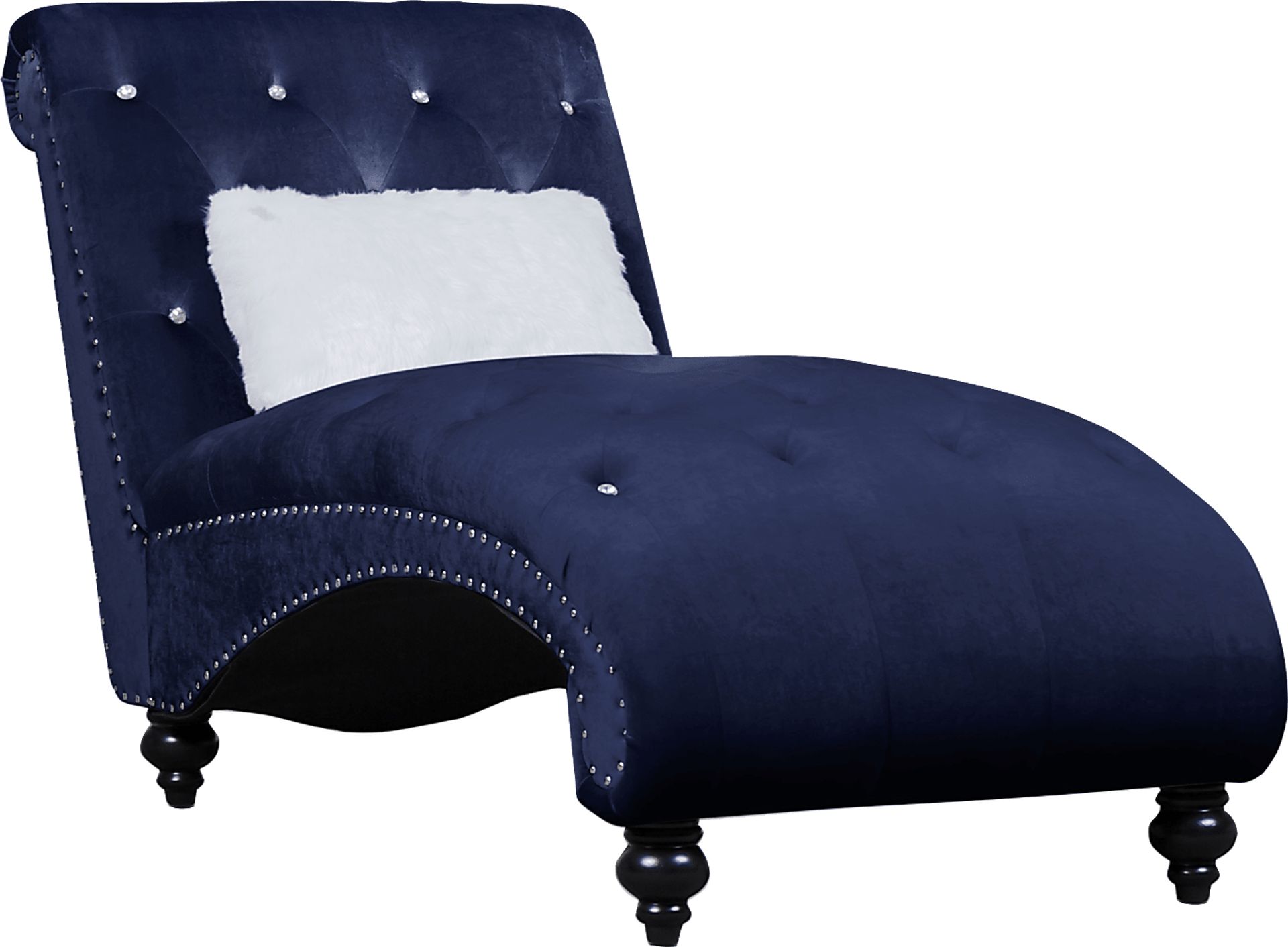 Lounge Chaise Blue with Fur Pillow - Image 4