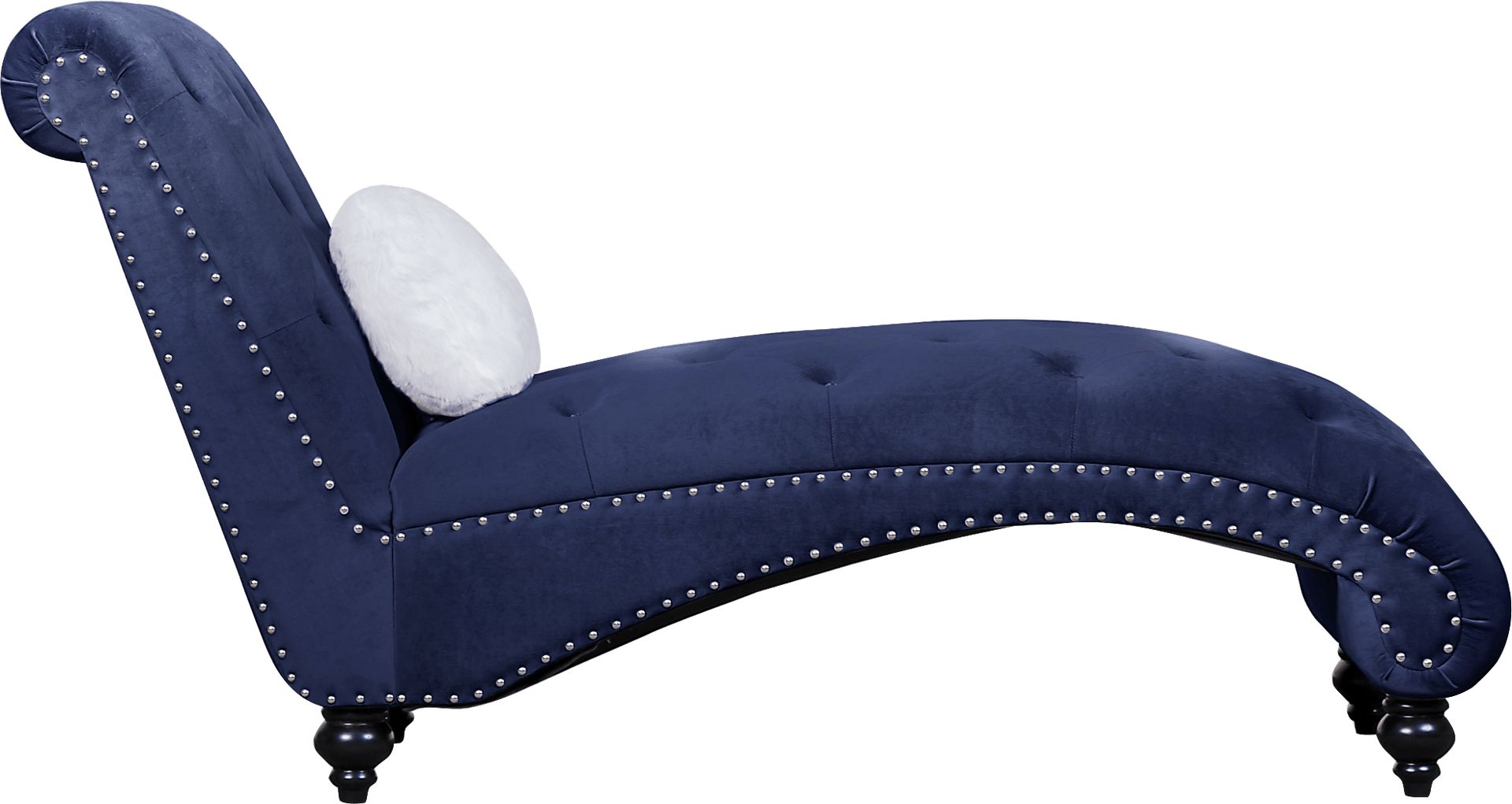 Lounge Chaise Blue with Fur Pillow - Image 5