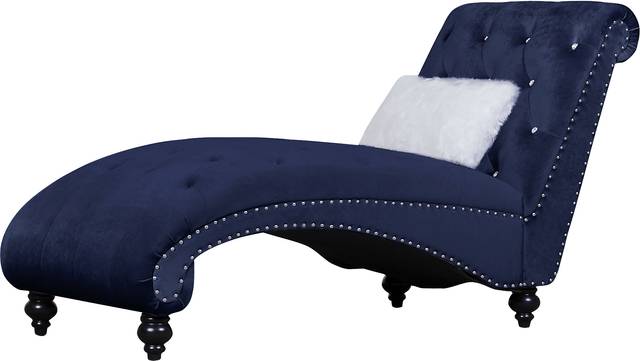 Lounge Chaise Blue with Fur Pillow - Thumbnail - Image 7