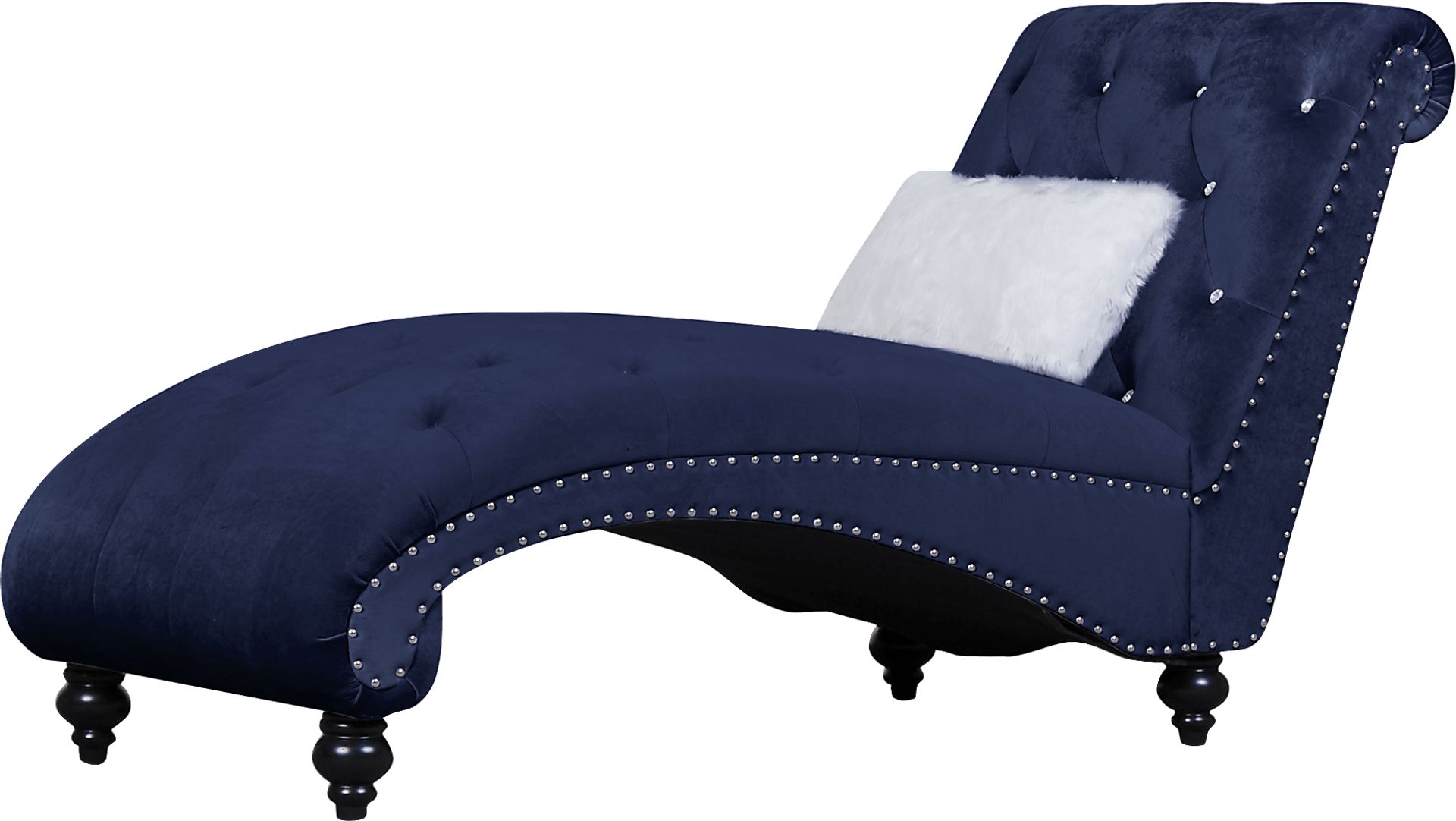 Lounge Chaise Blue with Fur Pillow - Image 7