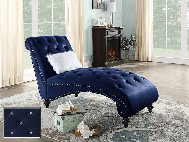 Lounge Chaise Blue with Fur Pillow - Thumbnail - Image 8