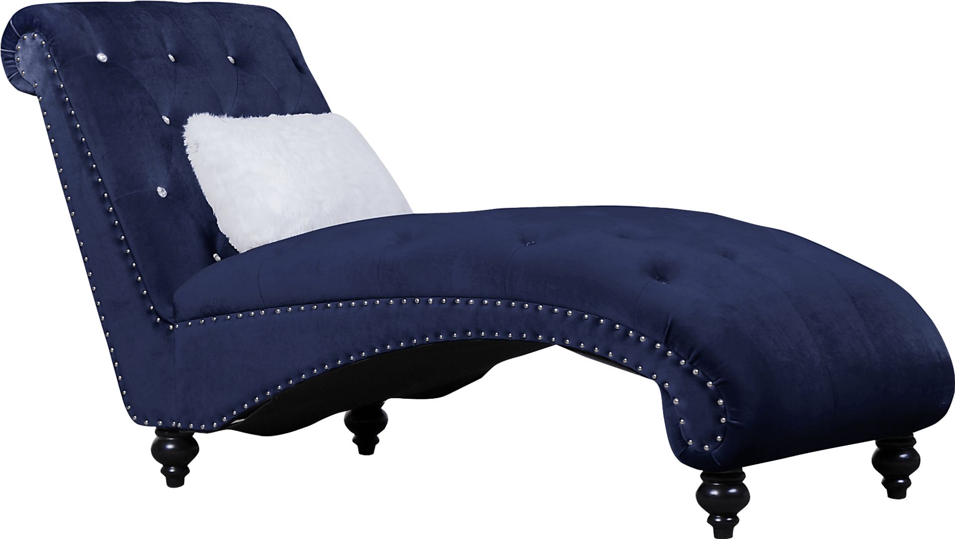 Lounge Chaise Blue with Fur Pillow - Image 1